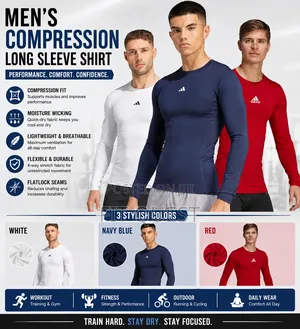 Adidas Men's Compression Base Layer Long Sleeve Training Gym Shirt