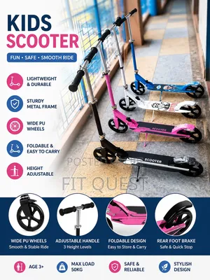 Kids Foldable Adjustable Scooter With Pu Wheels Outdoor Ride Toy