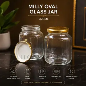 Oval Glass Jar -370ml Clear Premium Glass Design