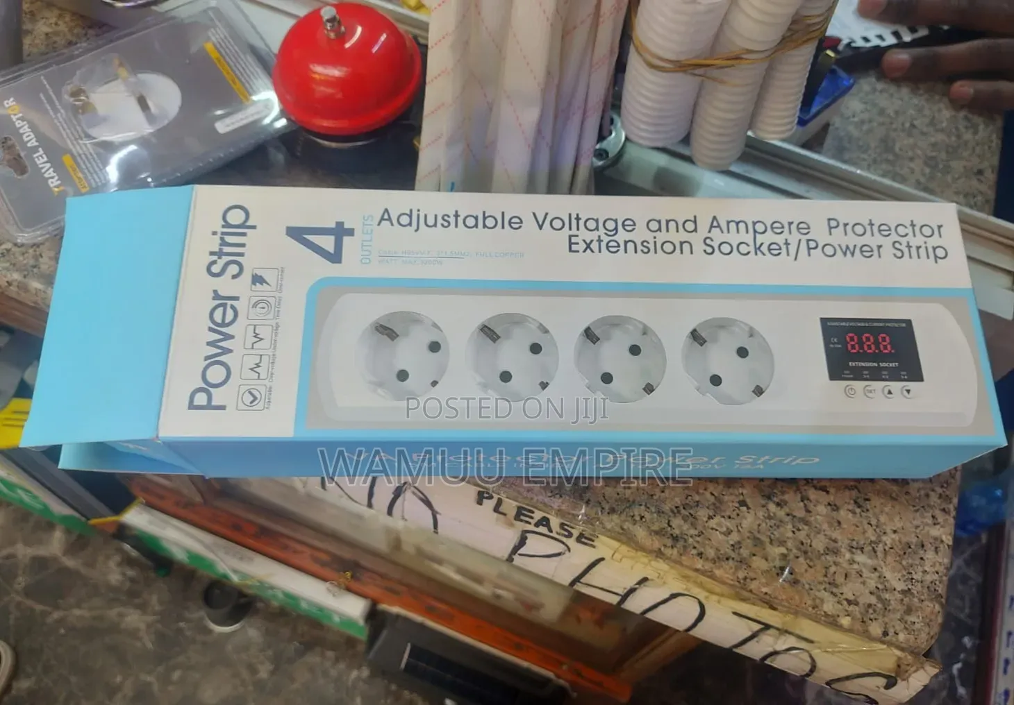 Jiuji Electric Adjustable Voltage, Ampere Protector Power Strip Socket