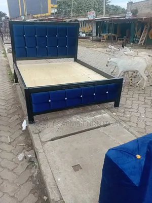Luxury 5x6 Double Bed Royal Blue Upholstered