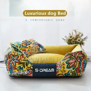Wild Flowers Warm Cat Dog Bed With Removable Cushion