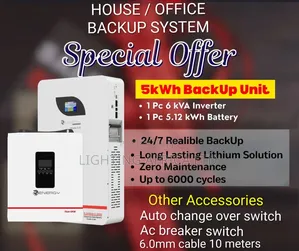 6kva Inverter - 5.12kwh Lithium Ion House/Office Power Backup System