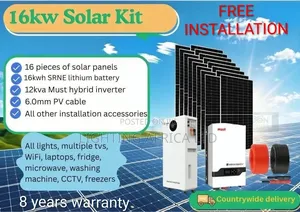 12kva Inverter - 16kwh Lithium Battery -(16)585w Solar Panels Off-Grid
