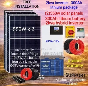 2kva Inverter - 300ah Lithium Battery - (2)550w Solar Home Full Kit