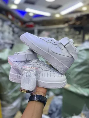 Plain White Nike Airforce One High Top Sneakers