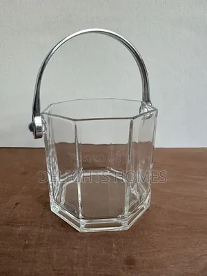 1l Heavy Glass Ice Cube Bucket Stainless Steel Handle-Pa