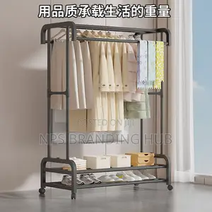Double Pole Wheeled Multifunctional Clothes Drying Rack (Stda