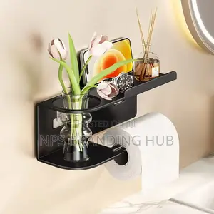 Bathroom Roll Paper Holder Toilet Paper Towel Holder Punch-Free (Stda