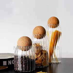 3pcs Glass Spice Jar With Bamboo Lid (Stda
