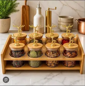 Exquisite 8pcs Kitchen Spice Rack Set With a Bamboo Stand (Stda