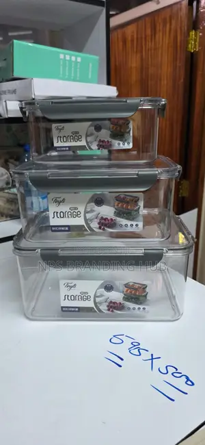 3 Pcs Large Rectangular Acrylic Lock Free Storage Containers(Stda