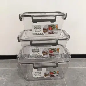 3 Pcs Large Rectangular Acrylic Lock Free Storage Containers(Stda