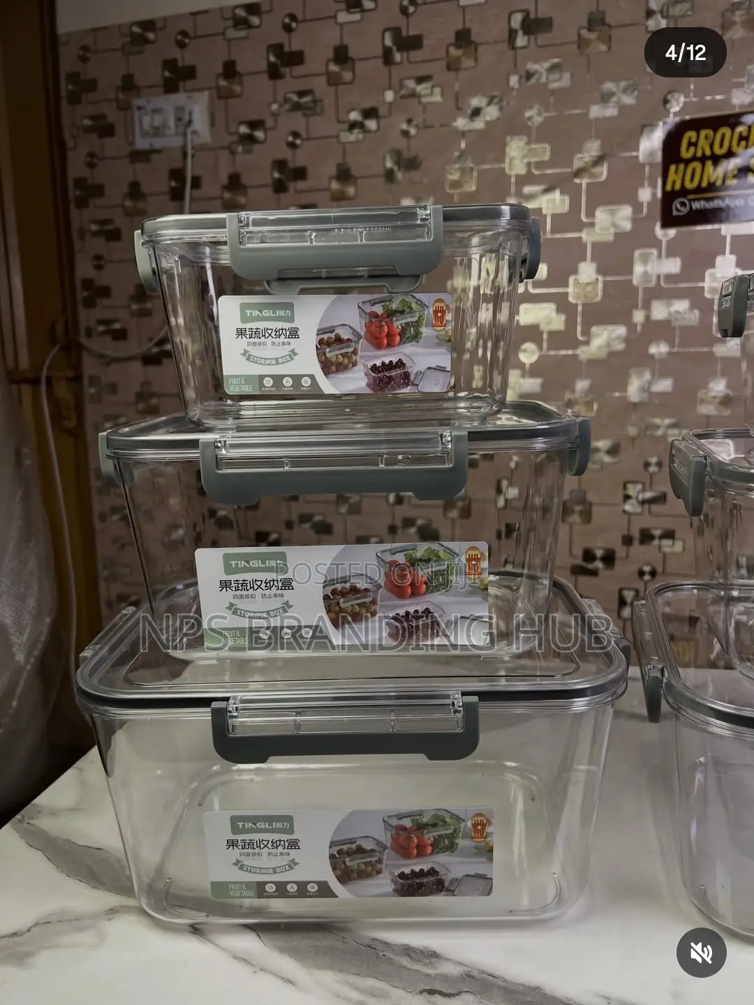3 Pcs Large Rectangular Acrylic Lock Free Storage Containers(Stda