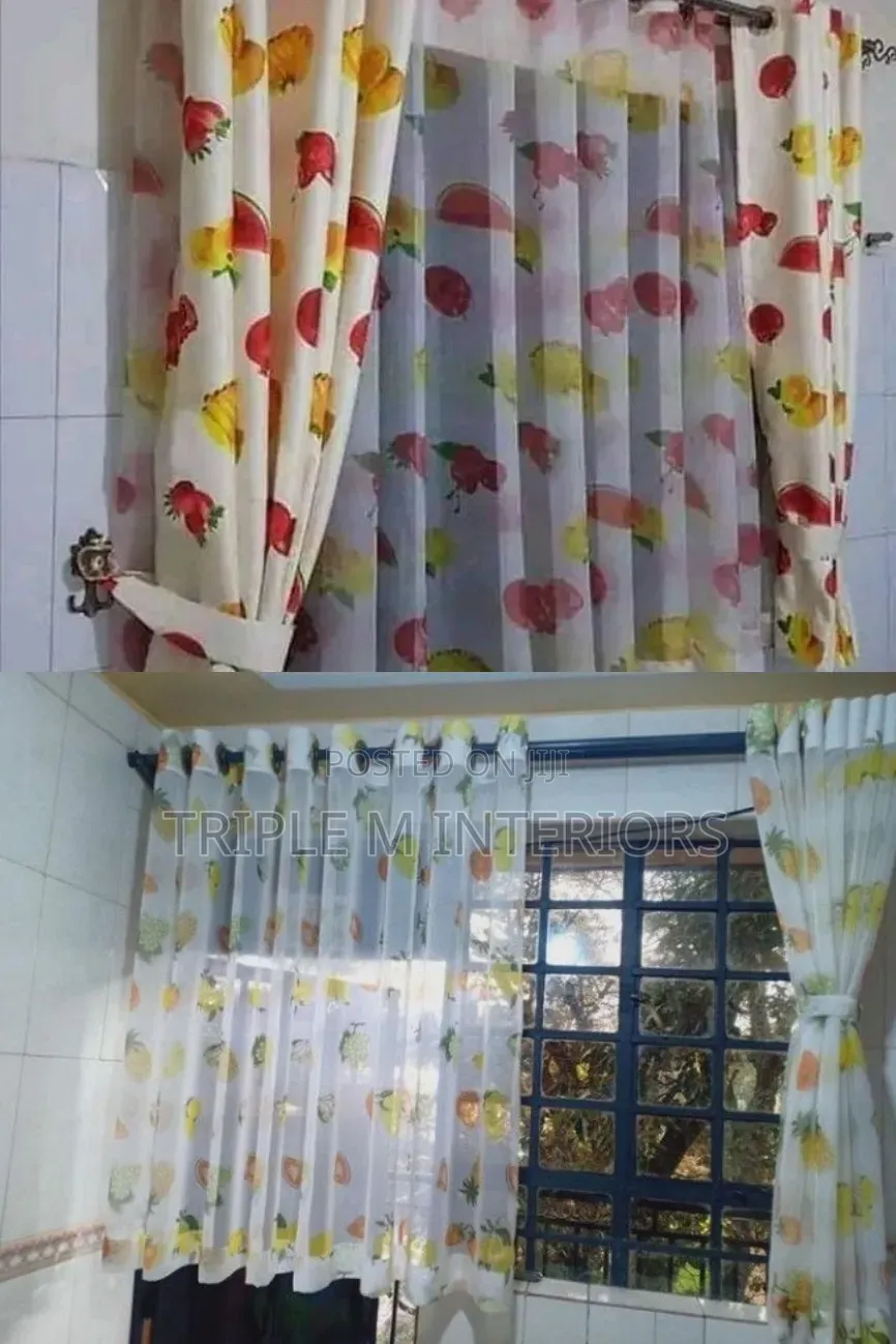 Vintage Fruit Crate Style: Rustic Linen-Look Kitchen Drapes