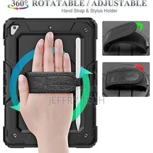 iPad 6th/5th Gen Case - Heavy Duty, Black, 360 Rotate Stand, Screen Pr