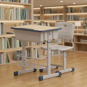Home Desks; Adjustable Brown-Colored Kids Desk Chair Set