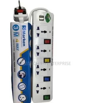 Marken 4 Way Power Extension With Power Surge Protector and USB Port
