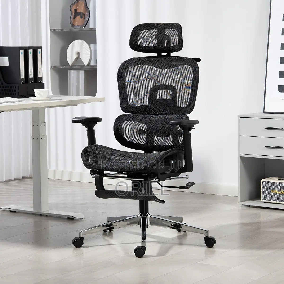 Office Chair : Black Orthopedic High-Back Mesh Chair