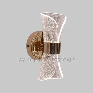 Gold Stainless Steel Crystal Glass Bedside Wall Lamp for Living Room