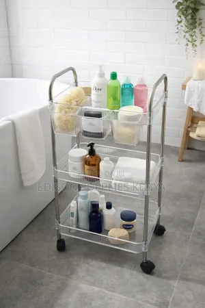 Bathroom Storage Trolley Shelf for Toiletries Towels With Wheels