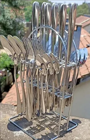 *24pcs Silver Cutlery Set With a Stainless Holder