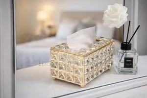 Serviette Tissue Holder Luxury Gold Crystal – Dressing Table Décor