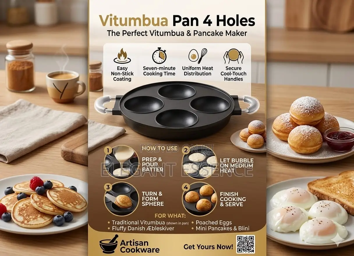 Nonstick Vitumbua Pan Maker With 4 Holes