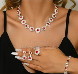 4 Pc Luxury Matching Jewellery Necklace,Ring, Bracelet,Earrings