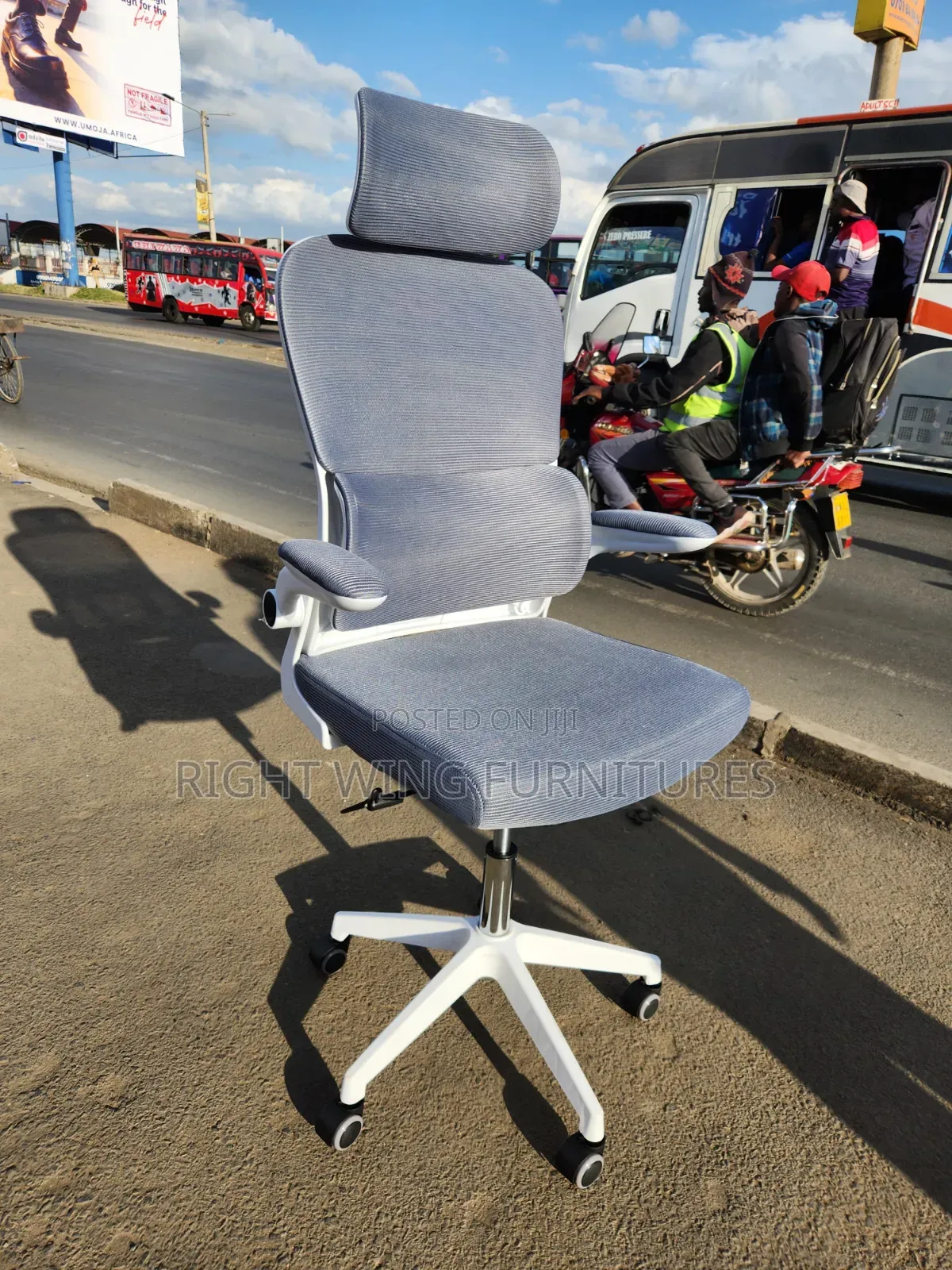Office Chair White Gray - Strong Office Adjustable