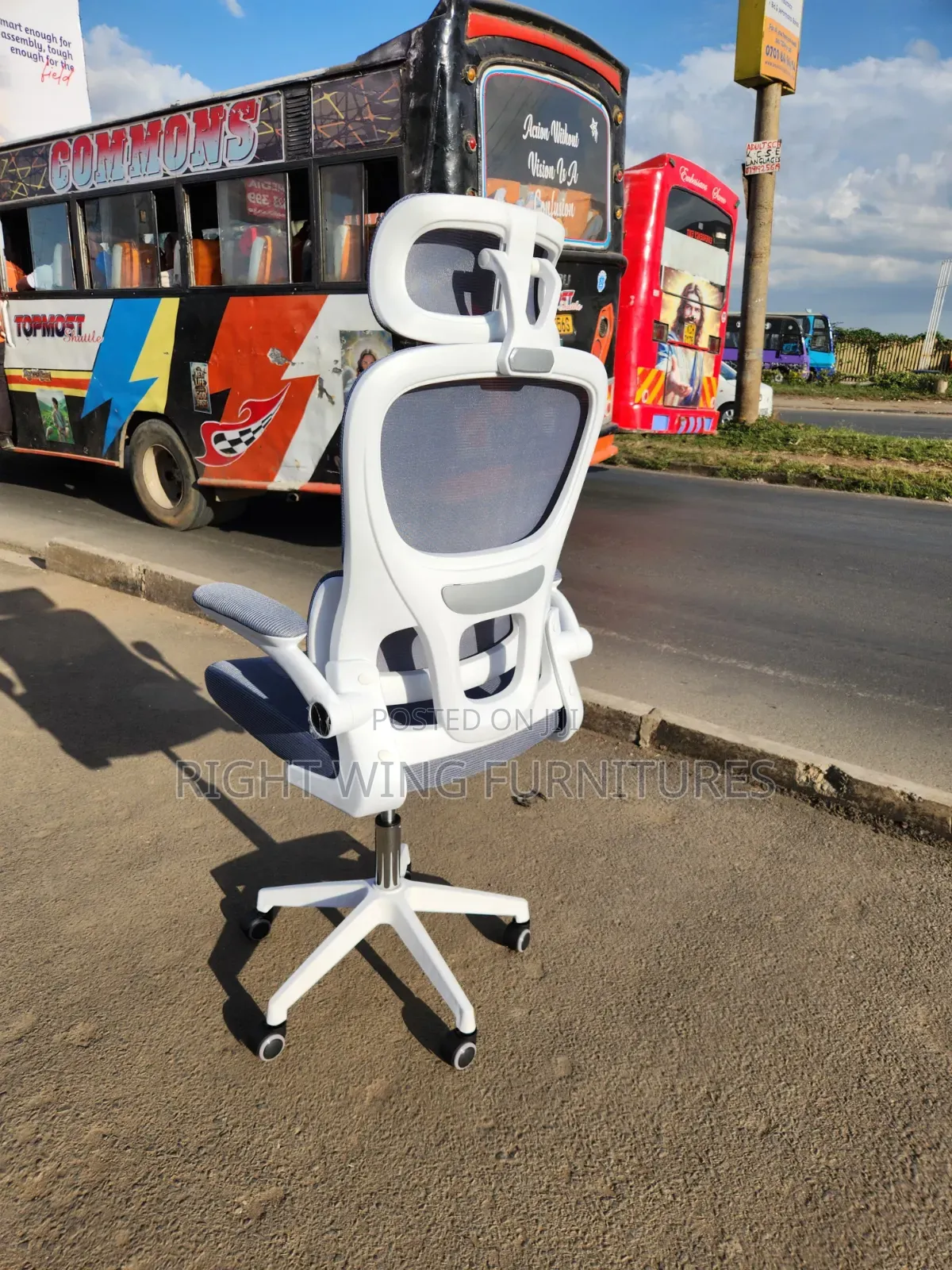 Office Chair White Gray - Strong Office Adjustable