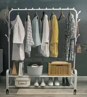 Modern Clothes Rack Stand With 2 Lower Shelves