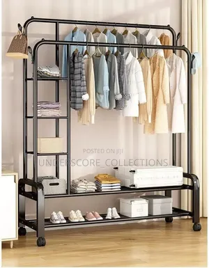 *Multifunctional Clothes Rack With Side Storage Shelves *