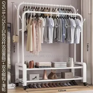 Advanced Double Layer Garment Rack Floor Standing Clothes Hanger