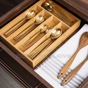 Drawer Organizer for Cutlery Bamboo Cutlery Organizer 5 Slot