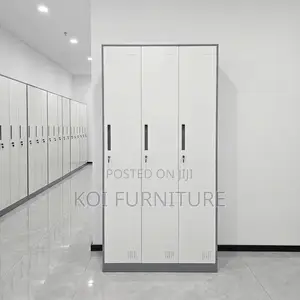 Storage Units; White Narrow 3-Door Steel Storage Wardrobe
