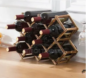 10 Slot Foldable Wooden Wine Bottle Rack