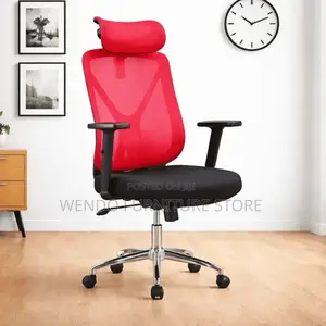 Office Chairs; Ergonomic Mesh Fabric Office Chair With Red Backrest