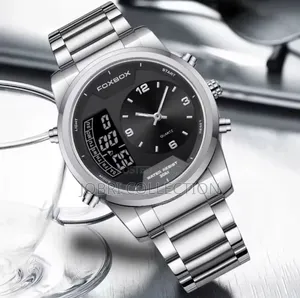 Silver Foxbox Dual Display Gents Watches