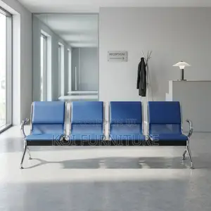 Office Bench : Blue 4 Seater Linked Office Chair
