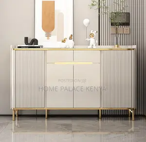 Storage Cabinet: 4 Door Wooden Shoe Cabinet With Marble Top