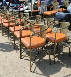 Antique Restaurant Chairs With Brown Fabric