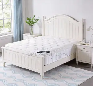 Wooden Bed: White Nordic Solid Oak Wood King Size Bed
