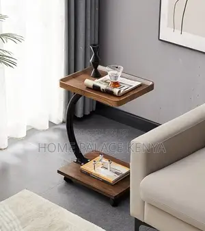 Coffee Stand: Wooden Overbed Table With Swivel Wheels