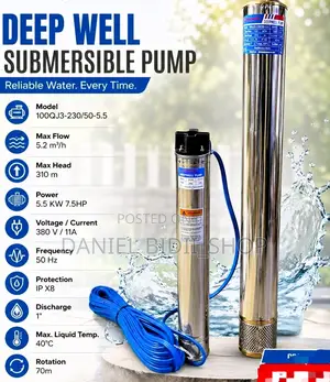 3phase Deep Well Submersible Pump 310m 7.5hp 5.5kw