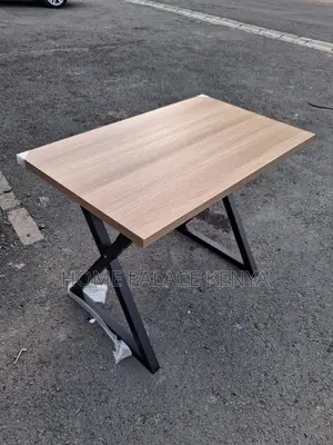 Study Table: X Shaped Metal Legs Table With Wooden Top