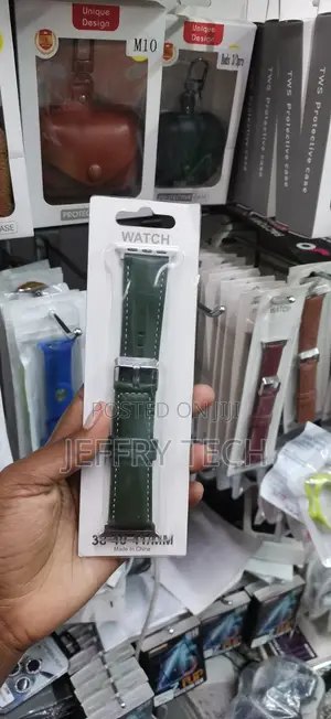38, 40, and 41 Mm Dark Green Leather Watch Strap