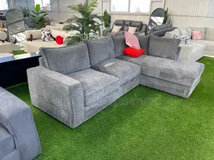 6-Seater L Seat Grey Sectional Sofa With Cushions