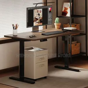 Office Desk; 1800mm Black Style Adjustable Height With Control Panel