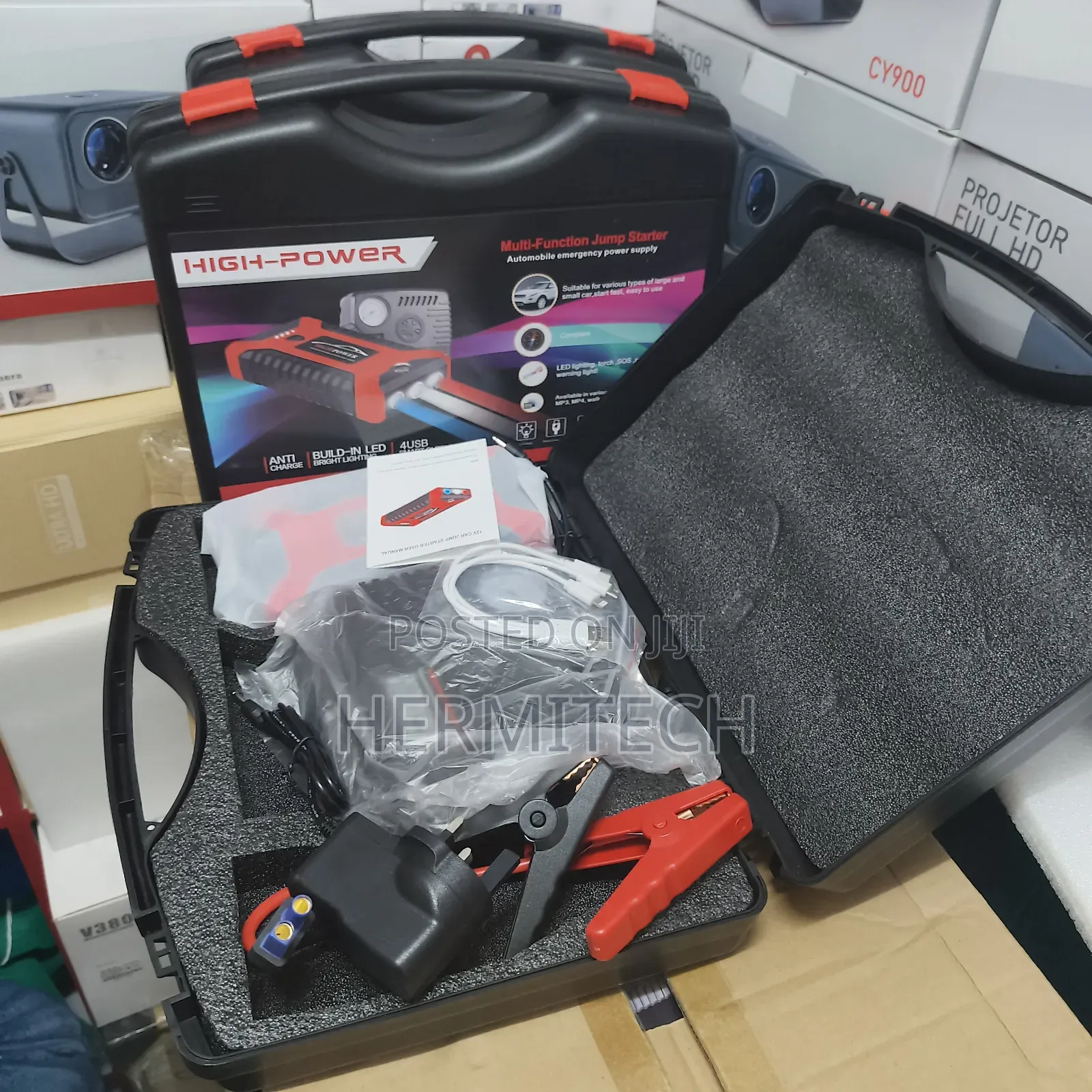 High Power 99800mah Jumper Starter Plus Compressor